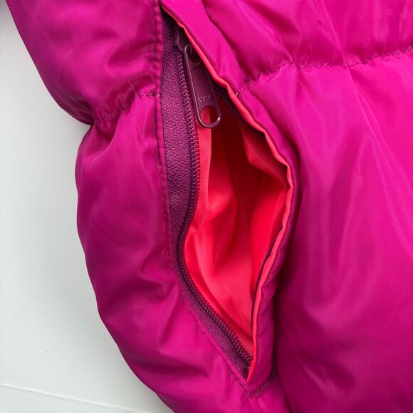Vintage 1990s Columbia Reversible Down Puffer Jacket Pink Purple L - Picture 6 of 14